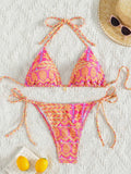 Women's bandage stitch bikini swimsuit in polyester fabric with detailed construction