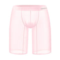 Men's solid colour mesh shorts with seamless knitted nylon fabric in black, white, or pink.