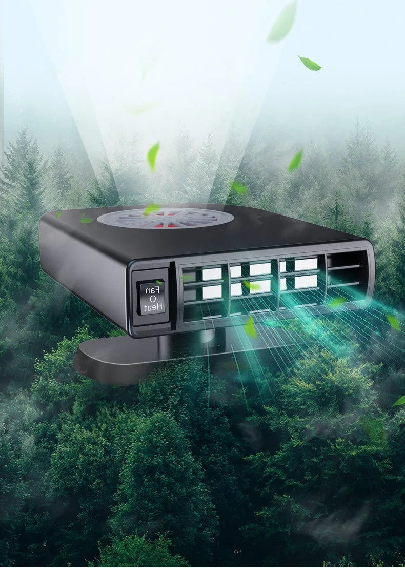Black vehicle-mounted heater with compact design for car defogging and air purification