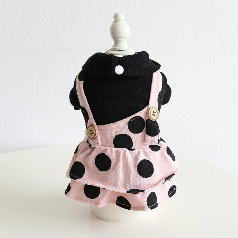 Pet couple clothing set with lapel collar and shoulder strap designs for dogs