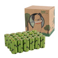 Military green degradable dog poop bags with black bone print pattern, showing roll configuration