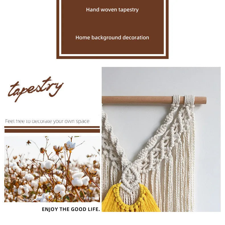 Nordic style cotton woven wall tapestry measuring 120x95cm in creamy-white colour