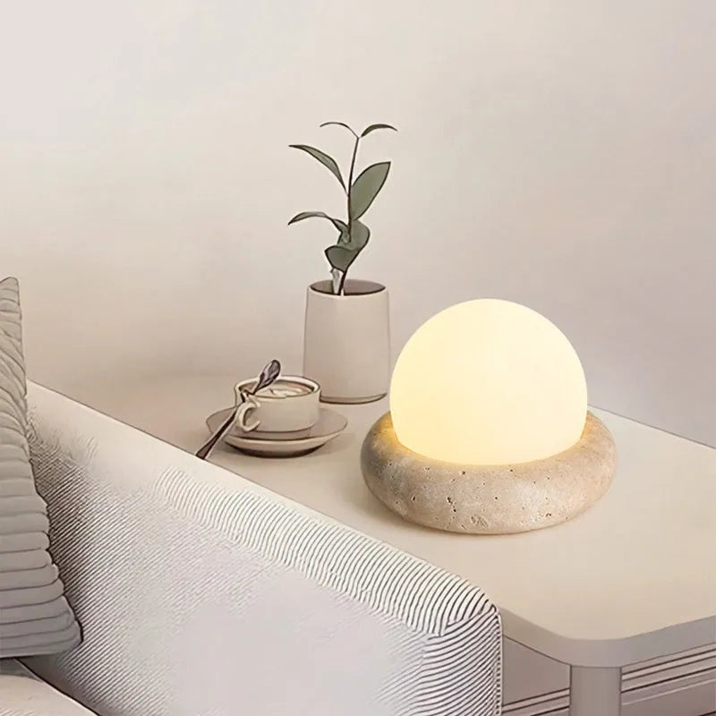 Cream coloured remote control bedside night light with modern simplicity design