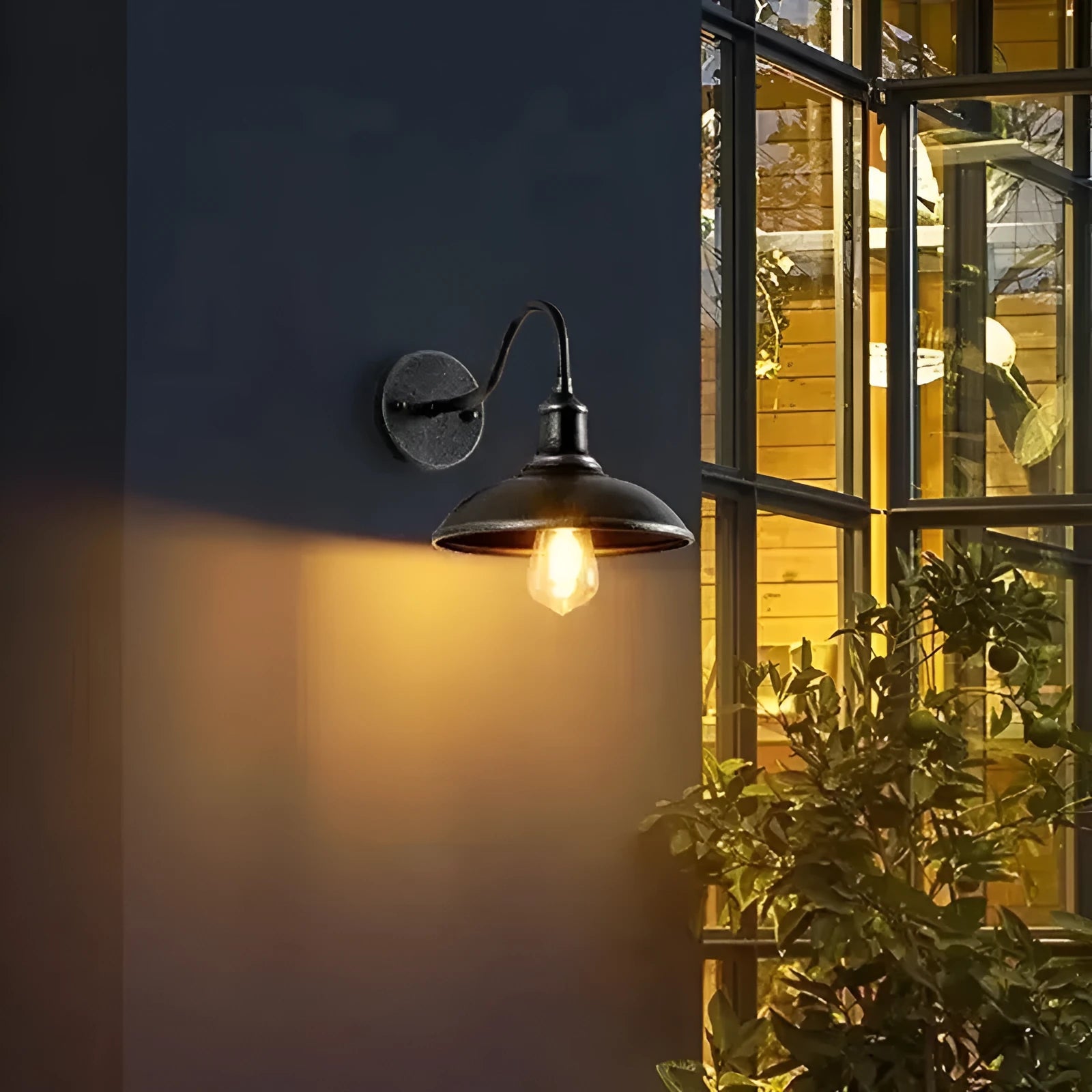 Retro style villa courtyard wall lamp in silver or copper finish with right angle or oblique angle mounting