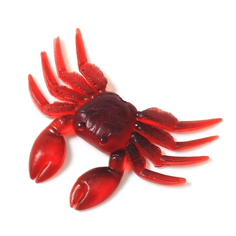 Brown and red soft PVC crab fishing lure measuring 8 cm in length