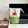 Korean style collapsible pencil case with cartoon design in Oxford fabric