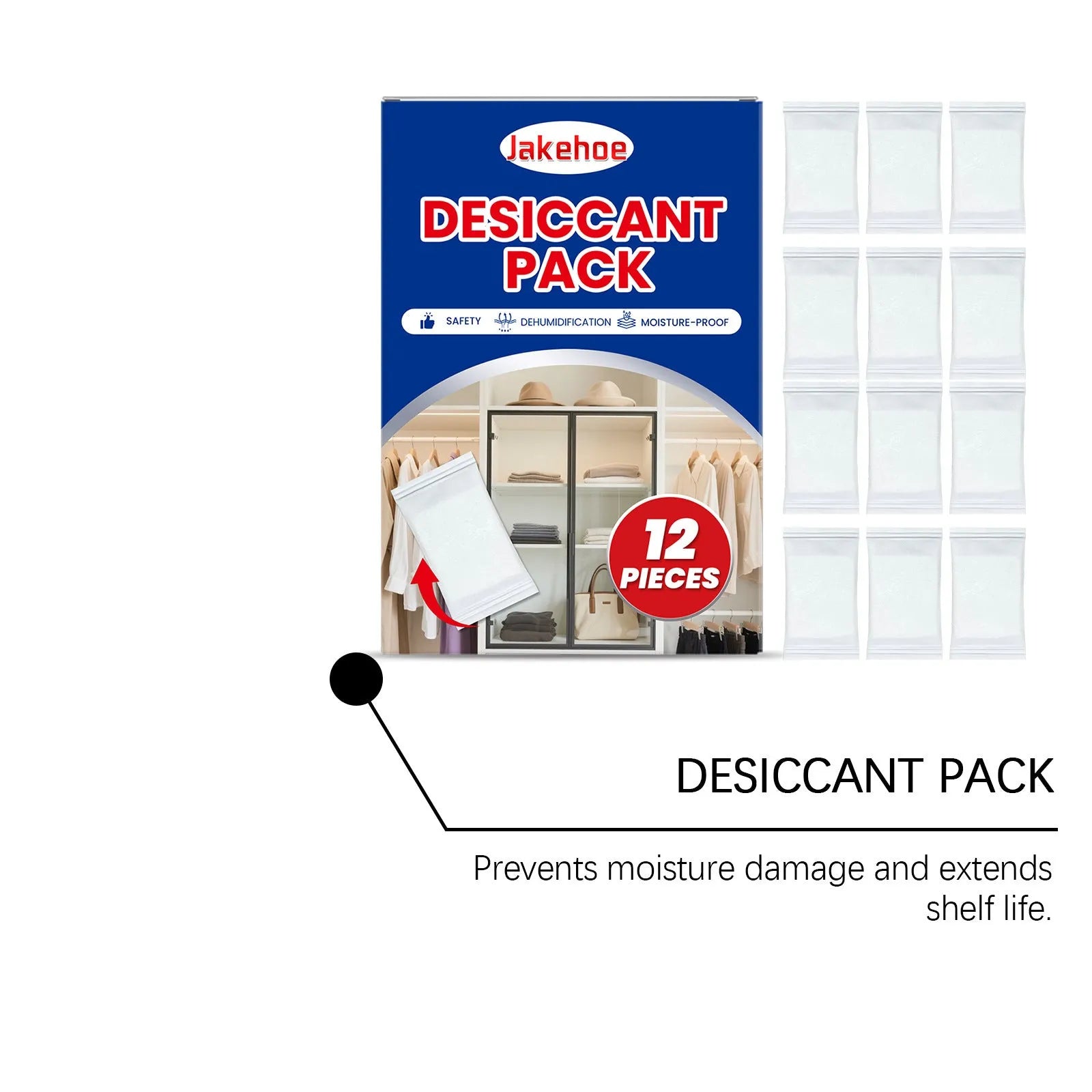 Pack of 12 calcium chloride anti odour desiccant dehumidifiers for household damp control
