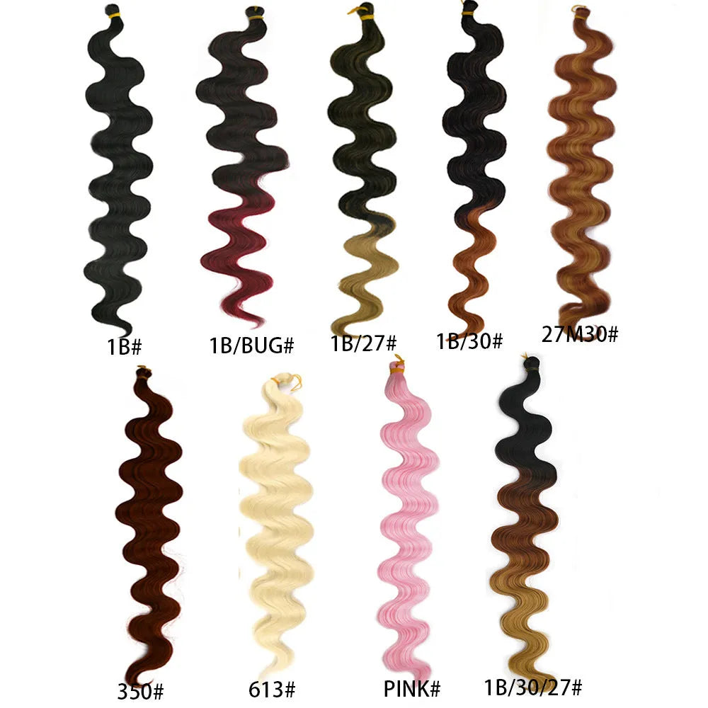 Wine red synthetic crochet braid hair extensions with large wave texture, 24 inches long
