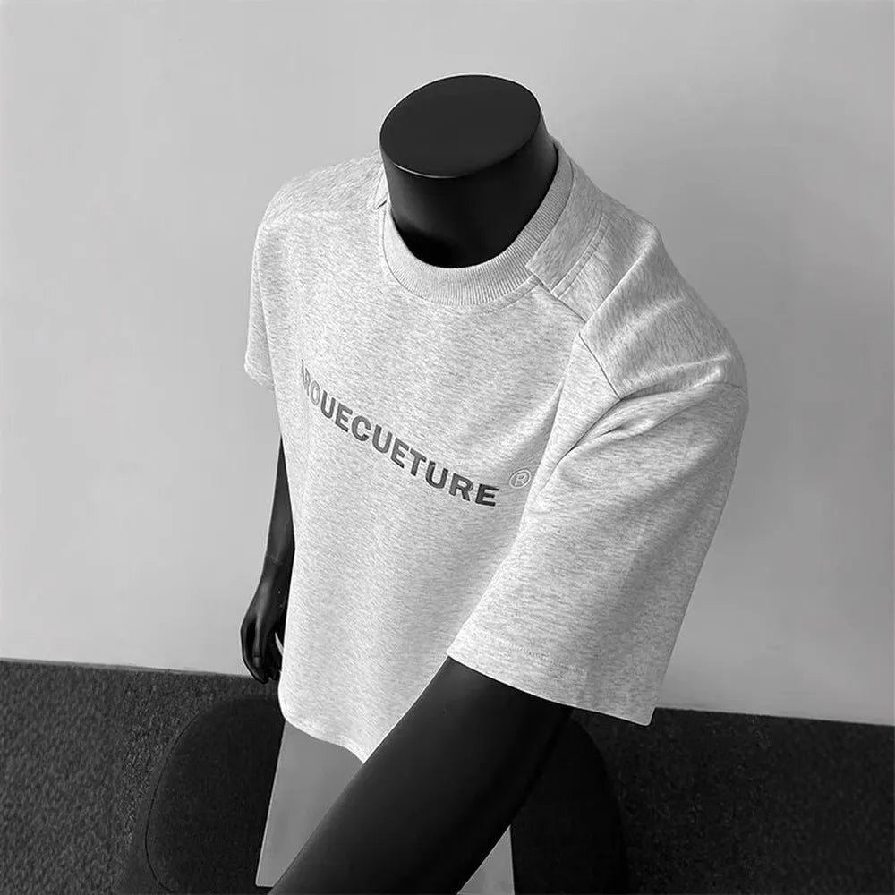 Men's loose fit cotton short sleeve T-shirt in black white light grey colours
