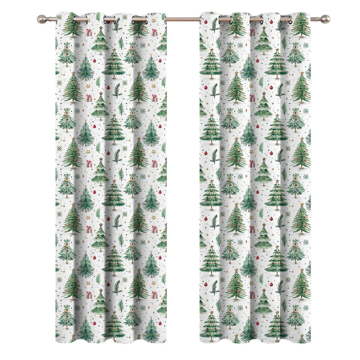 Christmas Forest punched polyester curtain panel showing punched design detail and modern simple style