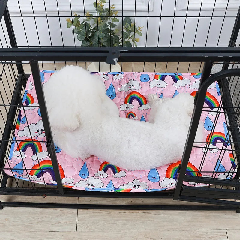 Washable waterproof dog urine pad in animal print design with non-slip base