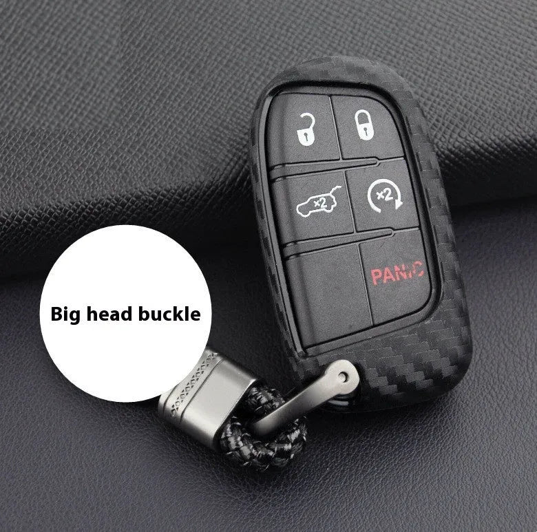 Carbon fibre silicone protective case for Dodge Chrysler Fiat car remote keys
