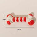 Blue bone-shaped interactive dog chew toy with a treat holder in the centre, for small breeds.