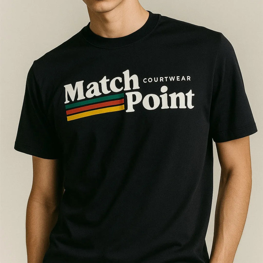 Black men's t-shirt with a bold 3D digital printed pattern, round neck, and short sleeves.