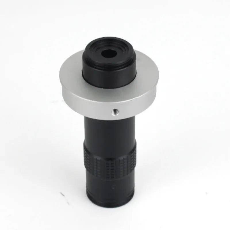 Black industrial monocular camera lens with 130x magnification and 30mm diameter