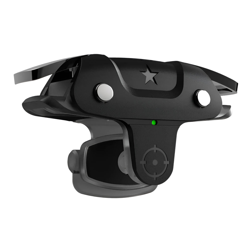 Black F5 wireless Bluetooth game controller for mobile phones showing compact 5cm width design