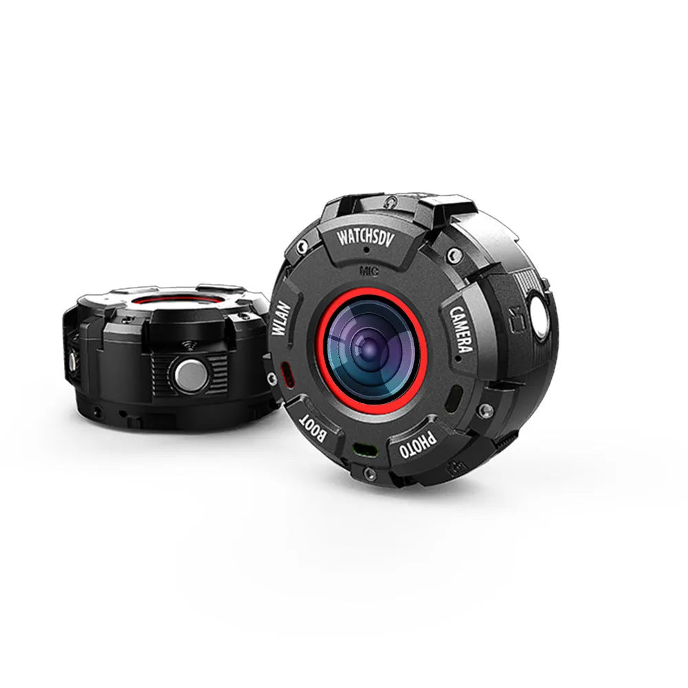 Black waterproof sports digital camera with compact design for active recording