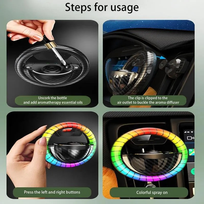 Compact black aromatherapy rhythm lamp with round perfume seat and USB-C cable for light and fragrance diffusion