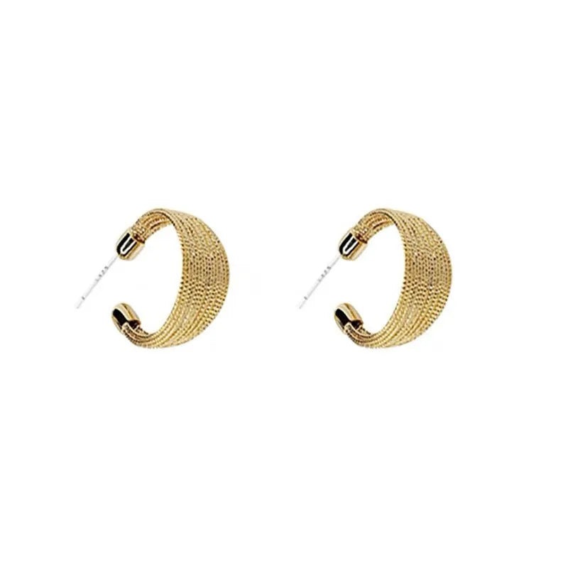 Multi-layer geometric earrings in gold and silver with stud and clip style options
