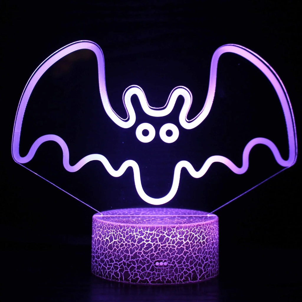 Acrylic 3D colourful crack base USB table lamp with touch control on a desk.