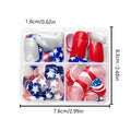 Independence Day nail art kit with three American flag five-pointed star designs for short European square nails