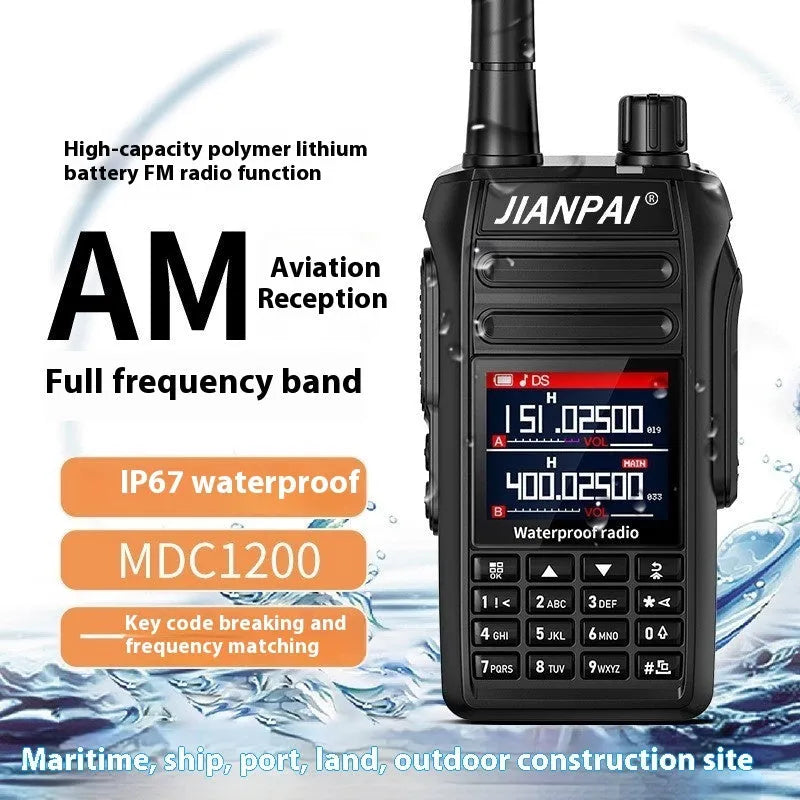 Black Interphone aviation waterproof full band communication headset with accessories