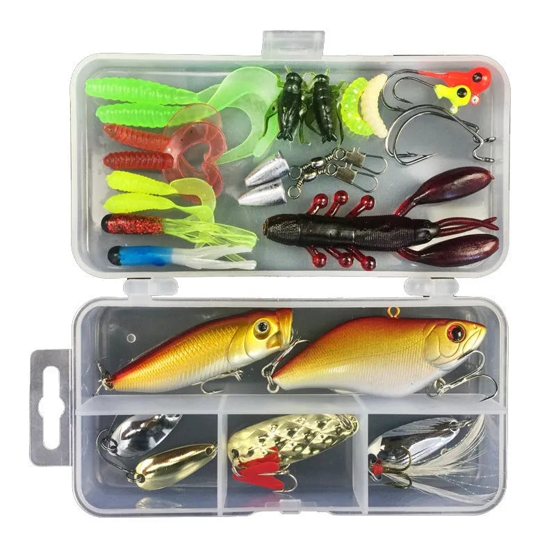 Junior entry-level fishing lure suit in PP packaging with thunder frog baits