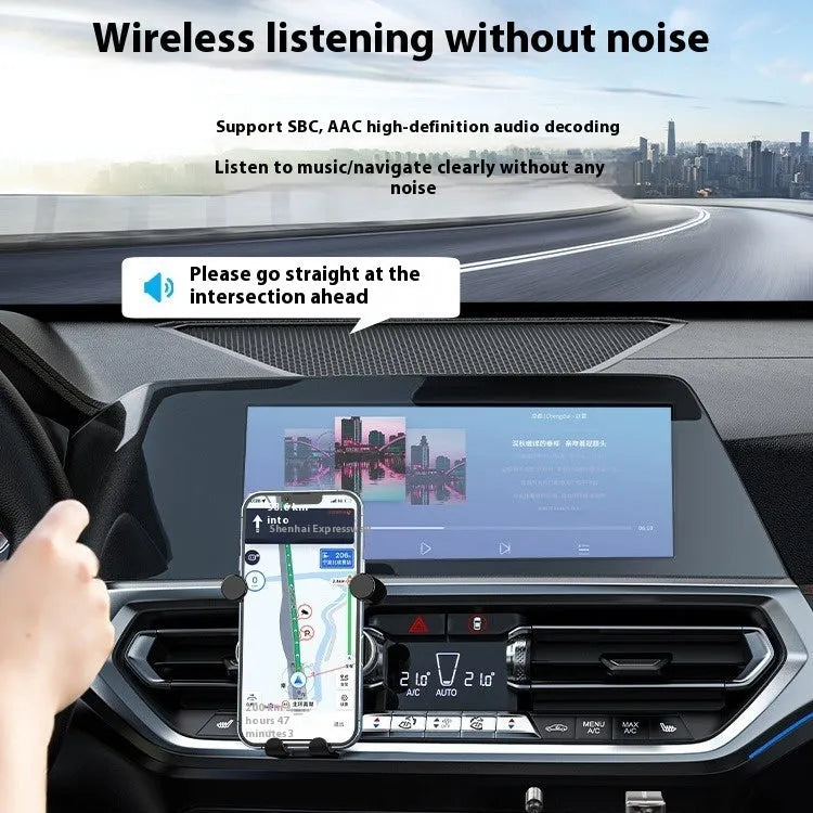 NAI USB car Bluetooth audio receiver with USB-A and 3.5mm inputs for wireless vehicle audio