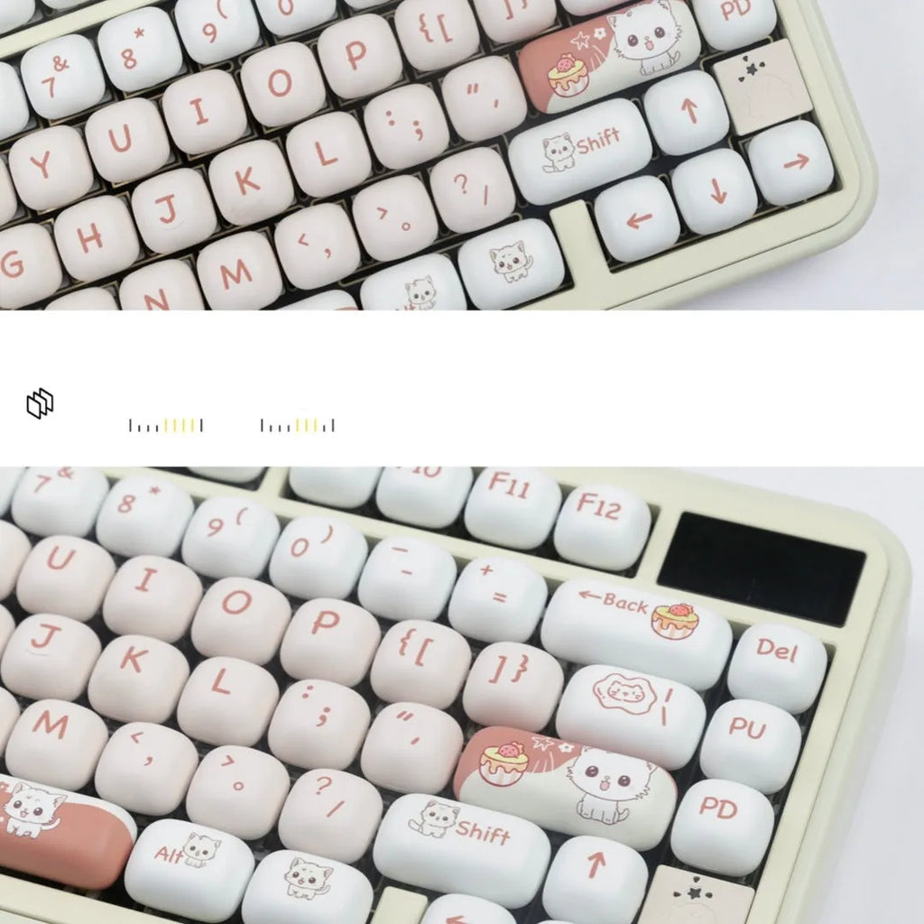 Colourful cartoon dessert cat mechanical keyboard key cap set with MOG round design