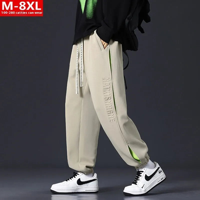 Men's loose cotton trousers with ankle banding and skinny leg design in black colour