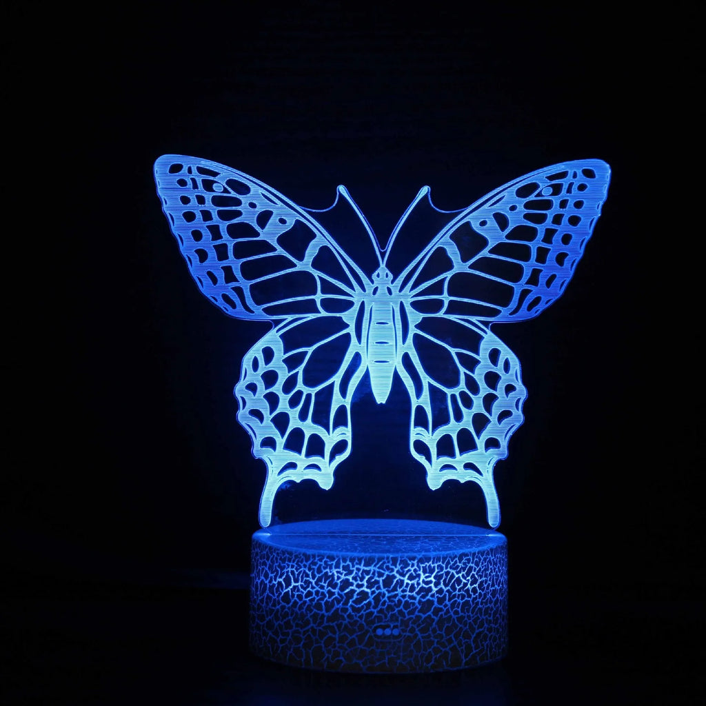 Acrylic 3D colourful crack base USB table lamp with touch control on a desk.