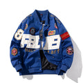 American motorcycle couple baseball jacket with cotton padding and side pockets in black colour