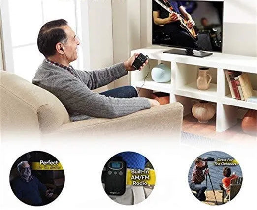 Digital display mobile hearing aid sound booster with FM radio design in brilliant ABS plastic