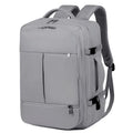 Waterproof Oxford cloth backpack with multiple pockets, shown in black colour, displaying laptop compartment and zippered organisers.