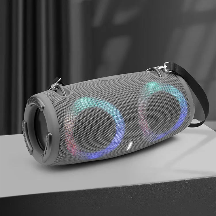 War Drum portable Bluetooth speaker with RGB coloured lights in black, blue, red, silver grey, or camouflage colour