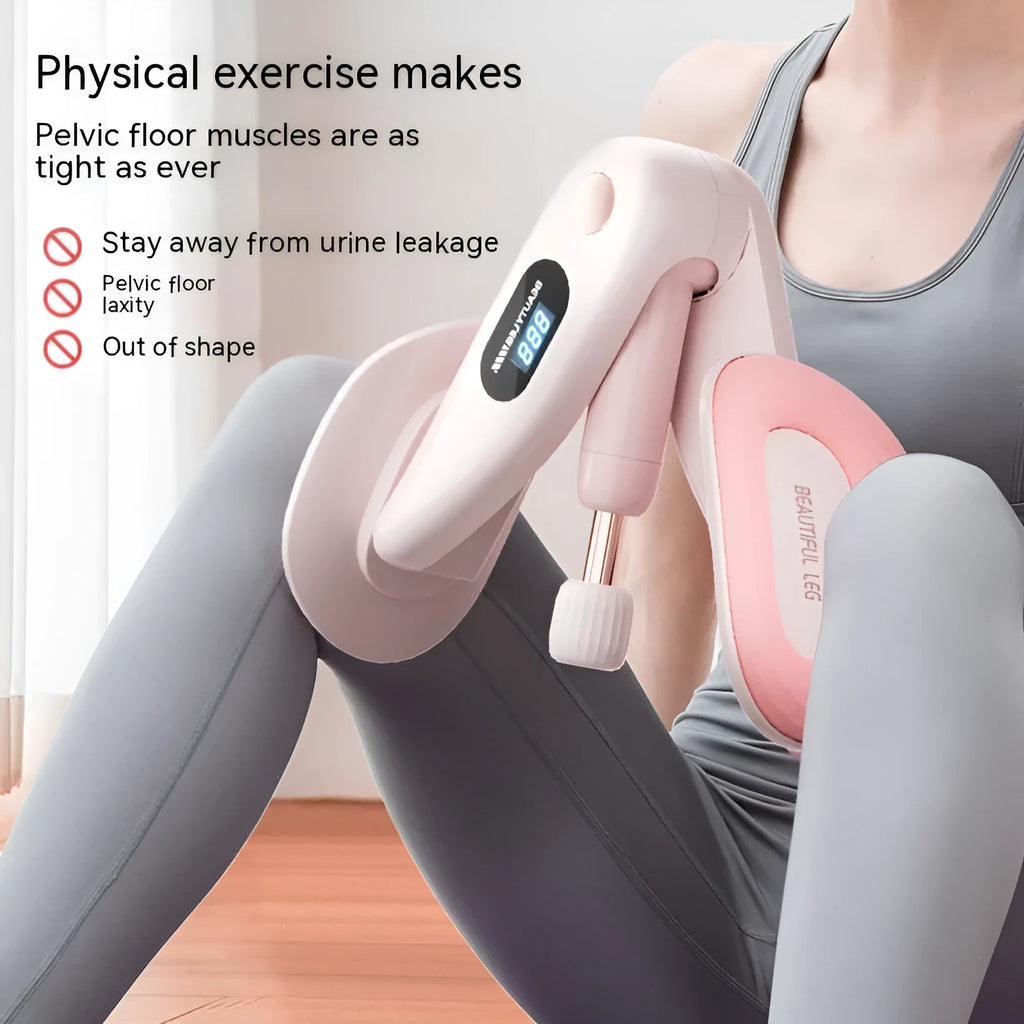 Pelvic floor muscle trainer device with digital counting display and foam cushioning