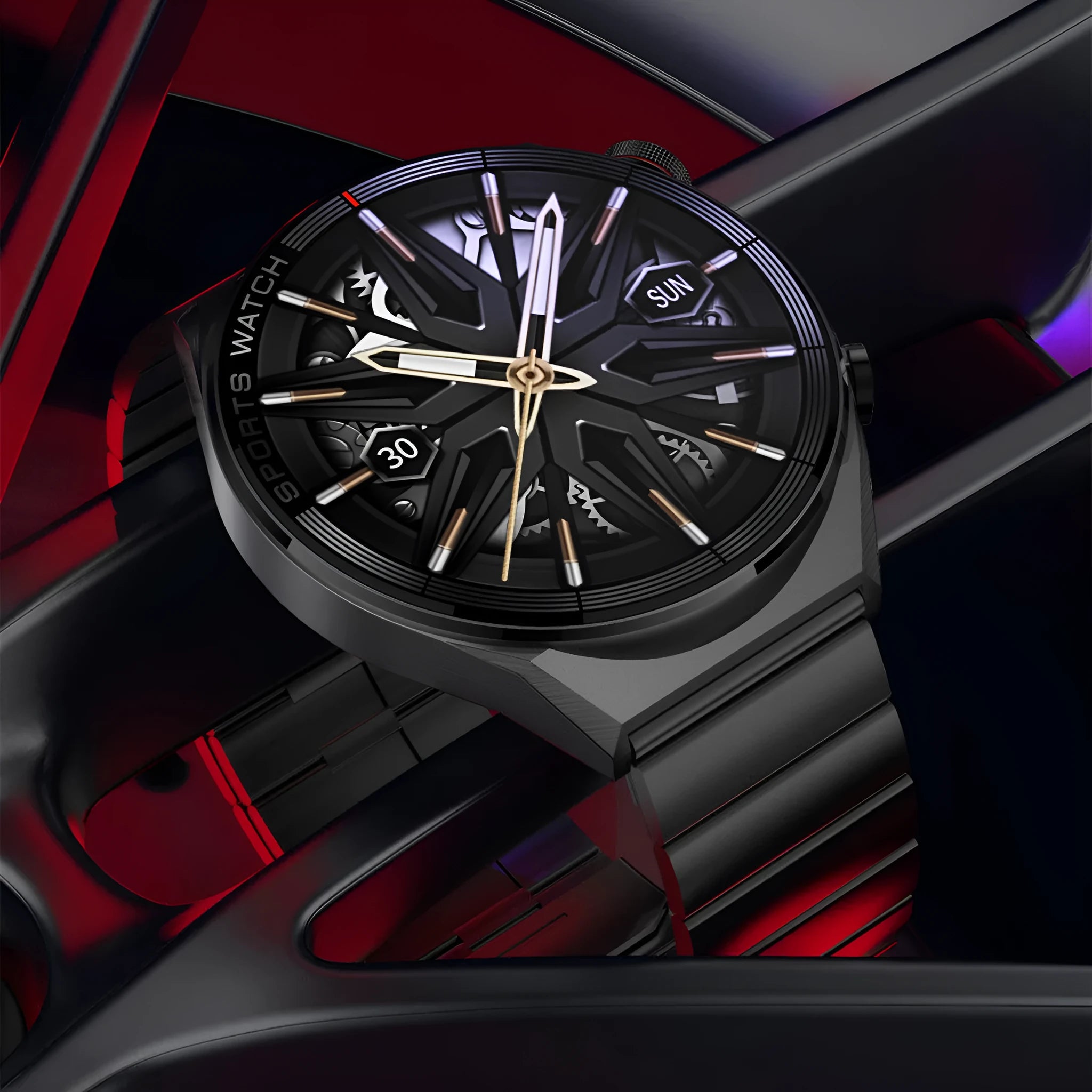 Large screen Bluetooth smart watch showing call functionality on 1.5-inch display with leather strap