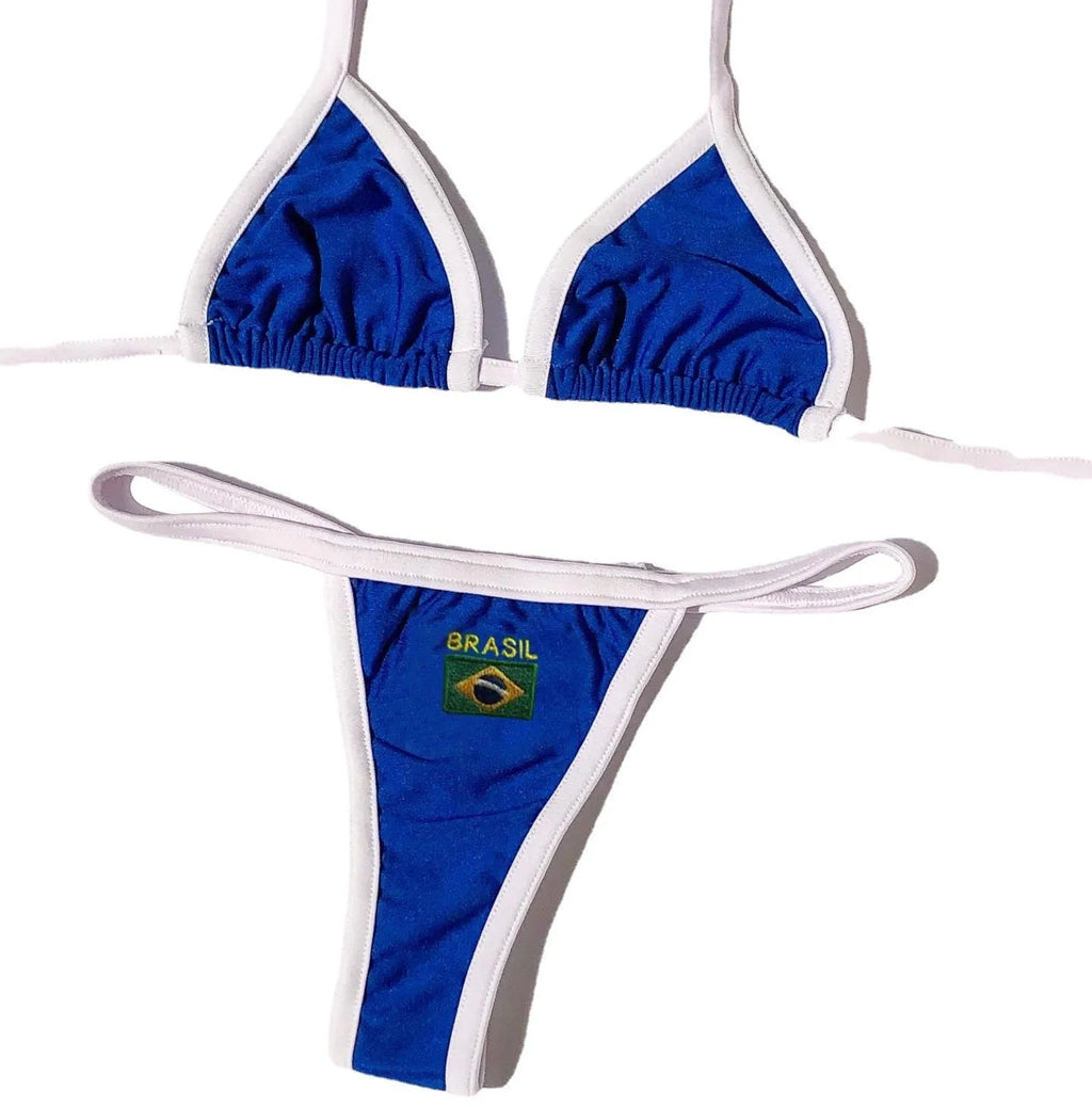 Women's sweet style T-back bikini set in polyester fabric available in three summer colours