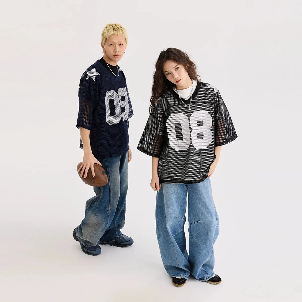 Black half sleeve pullover shirt with printed letters pattern, loose fit casual design