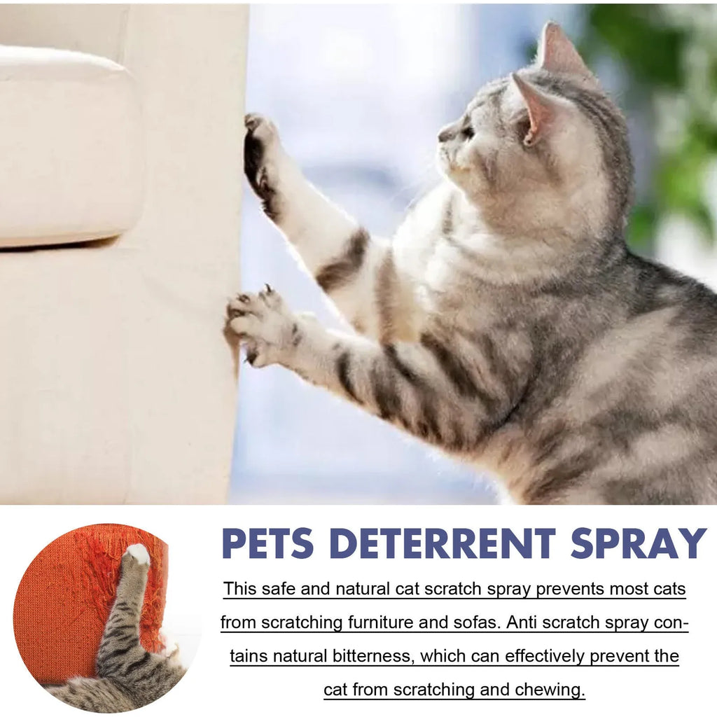 Boxed 50ml pet repellent spray bottle for deterring scratching by dogs and cats.