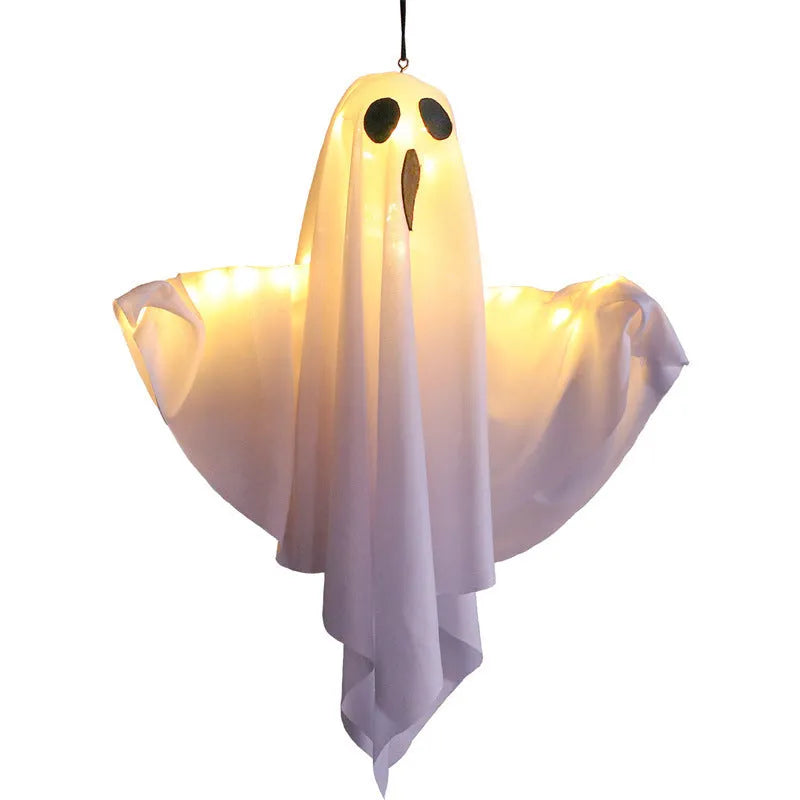 White ghost horror party light ornament with cloth construction and Halloween decoration application