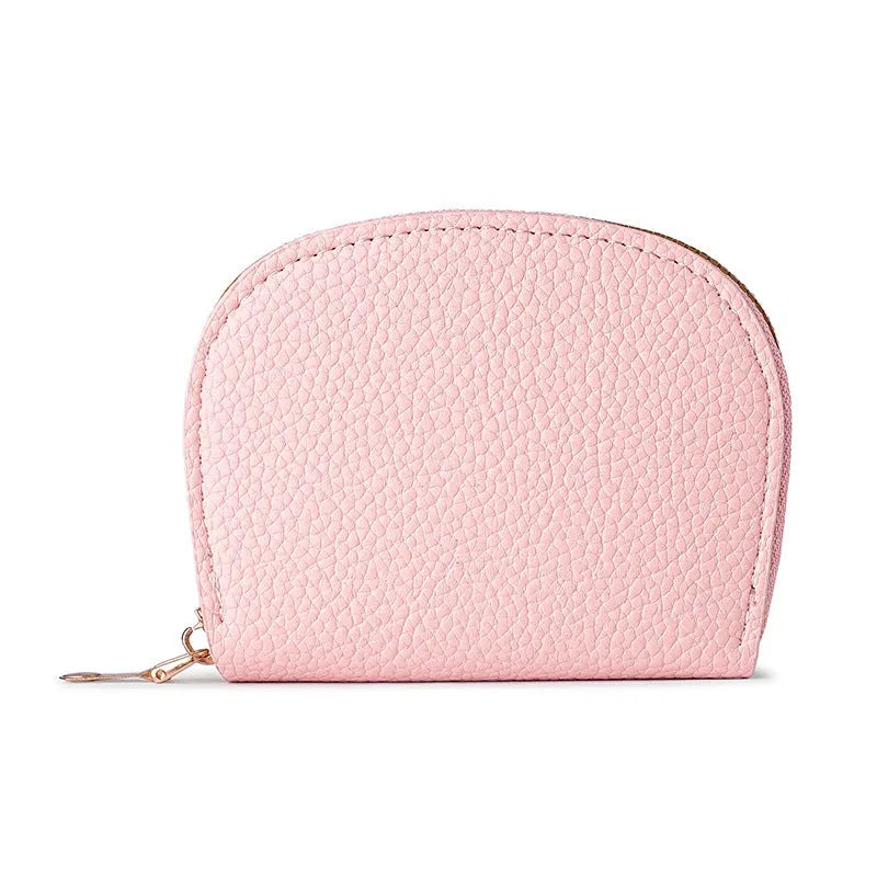 Ladies fashion shell card holder storage bag in PU leather, compact solid colour unisex design