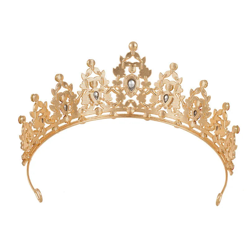 Baroque style bride headdress crown with rhinestone detailing in alloy metal