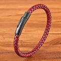 Black stainless steel bracelet with natural zircon stone on neutral background