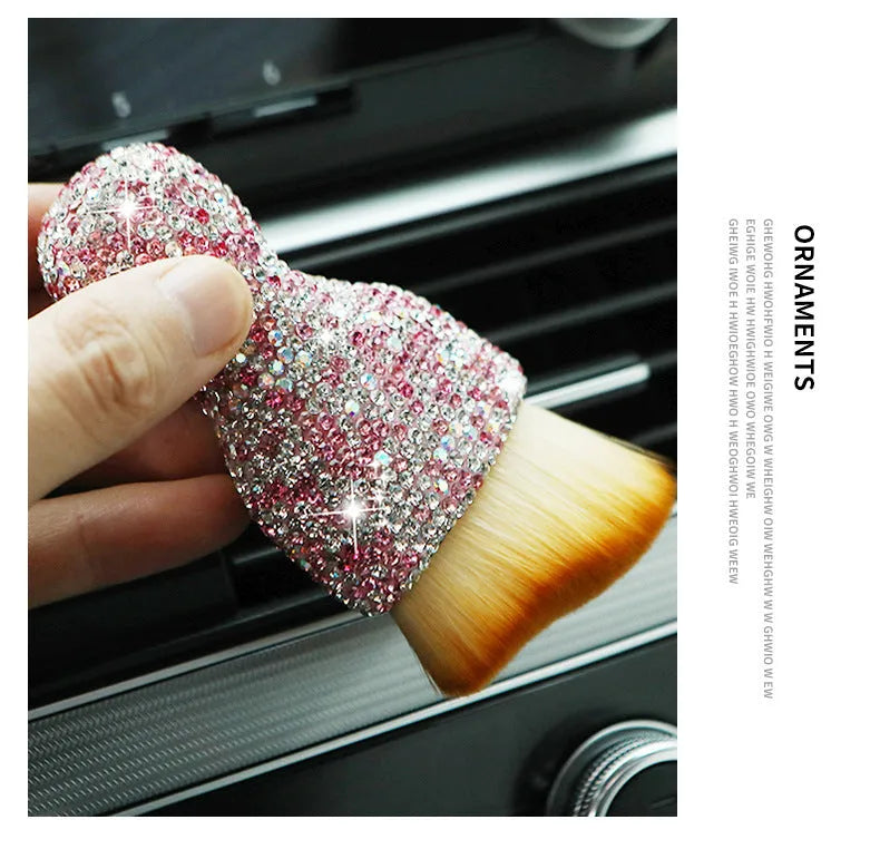 PVC car interior cleaning brush in white colour for dashboard and vent dust removal measuring 10cm long