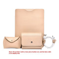 Four imitation leather corner protectors for MacBook Pro in apricot, brown, grey, and light pink colours