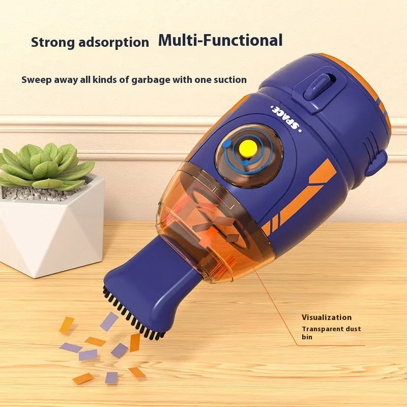 USB charging handheld desktop vacuum cleaner in blue colour with compact design for desk cleaning