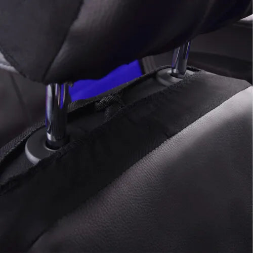 Artificial leather car seat covers in multiple colours with front seat, back seat, and headrest components