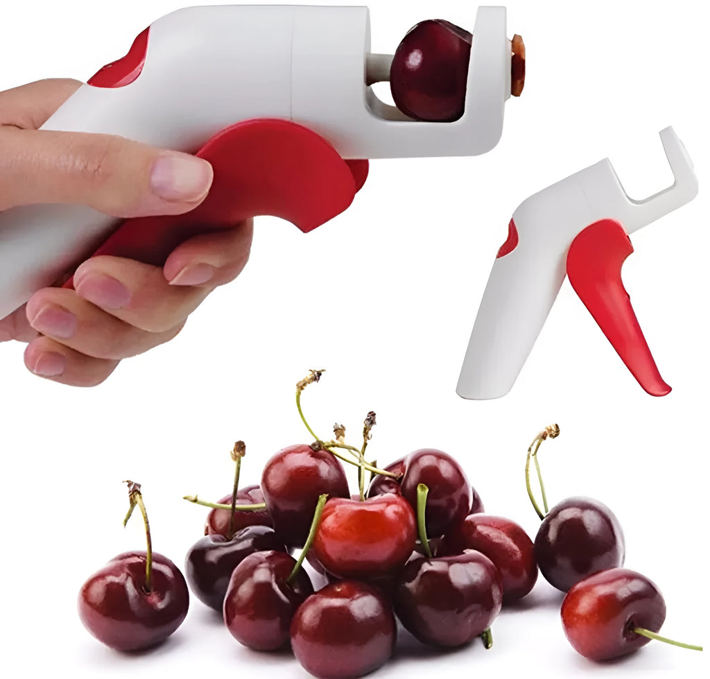 Manual cherry kernel remover kitchen gadget with stainless steel pitting mechanism