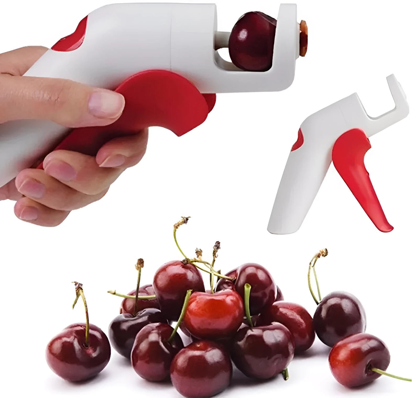 Manual cherry kernel remover kitchen gadget with stainless steel pitting mechanism